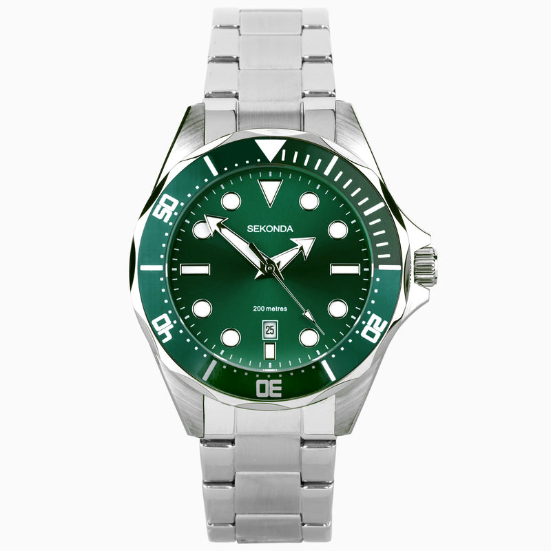 Sekonda Hudson Gents Watch Stainless Steel with Green Dial - 30096