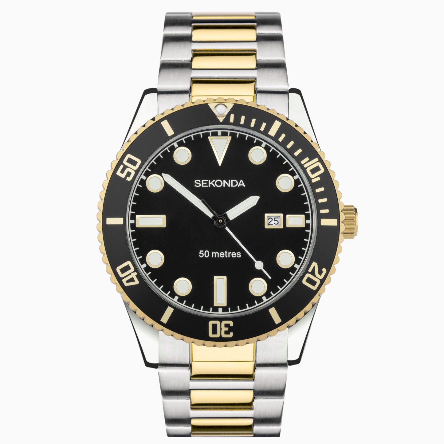 Sekonda Ocean Gents Watch Two Tone with Black Dial - 30139