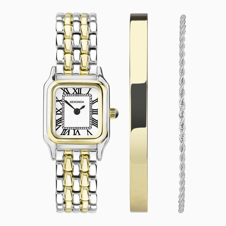 Sekonda Monica Ladies Watch Bracelet & Bangle Gift Set Two Tone - 49039