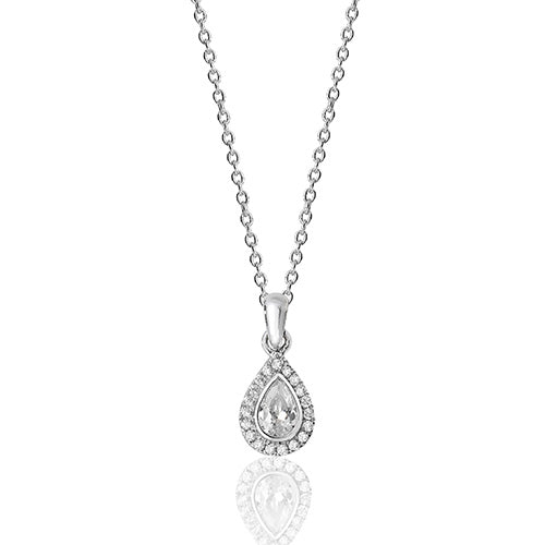 Silver Pear CZ Pendant
