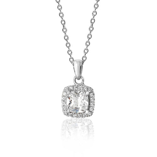Silver Halo CZ Pendant - Cubic Zirconia