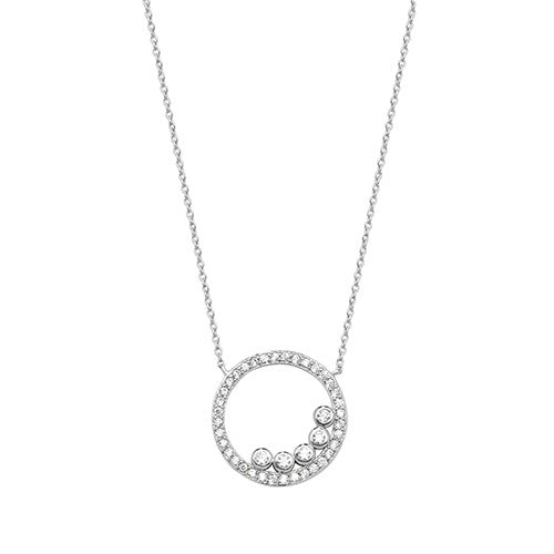 Silver CZ Bubbles with Round CZ Pendant