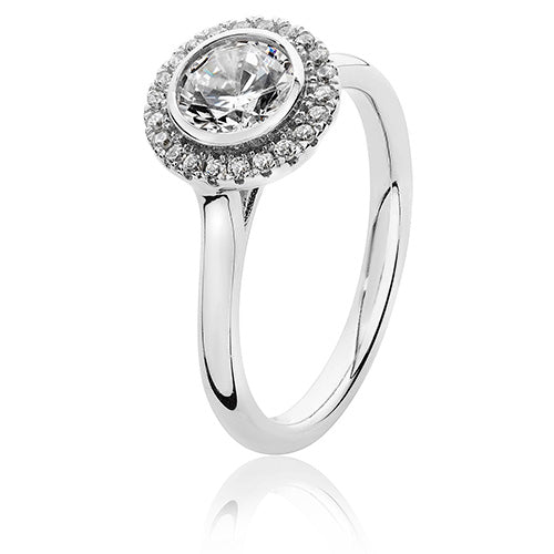 Silver Halo CZ Ring - Cubic Zirconia
