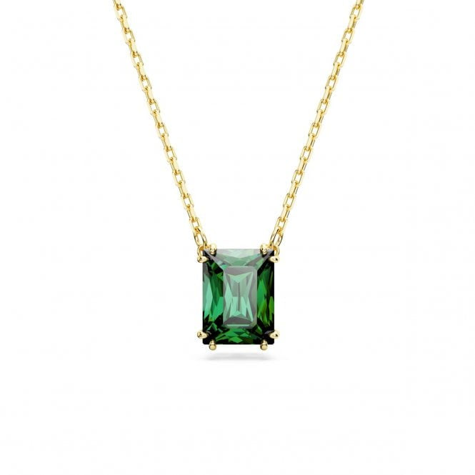 Swarovski Matrix Green Rectangular Cut Gold Tone Necklace 5677141