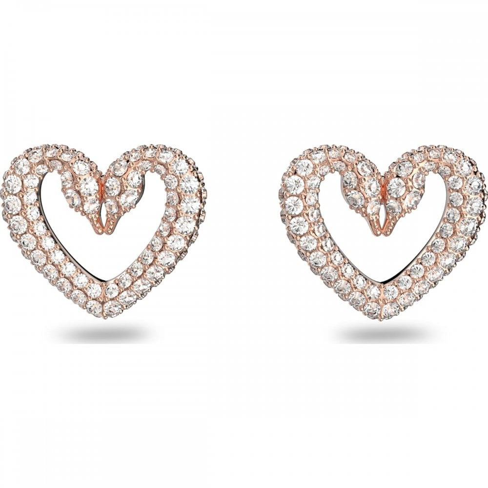 Swarovski Una Heart stud earrings Rose-gold tone plated 5628659