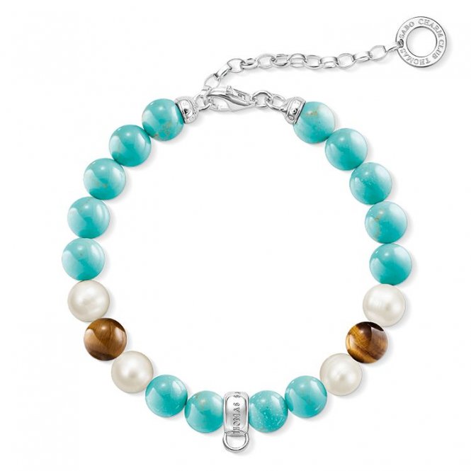 Thomas Sabo Turquoise Blue White Charm Club Bracelet X0224-951-17-L18-5V