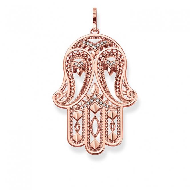 Thomas Sabo Rose Gold Plated Cubic Zirconia Hamsa Hand Pendant PE731-416-14