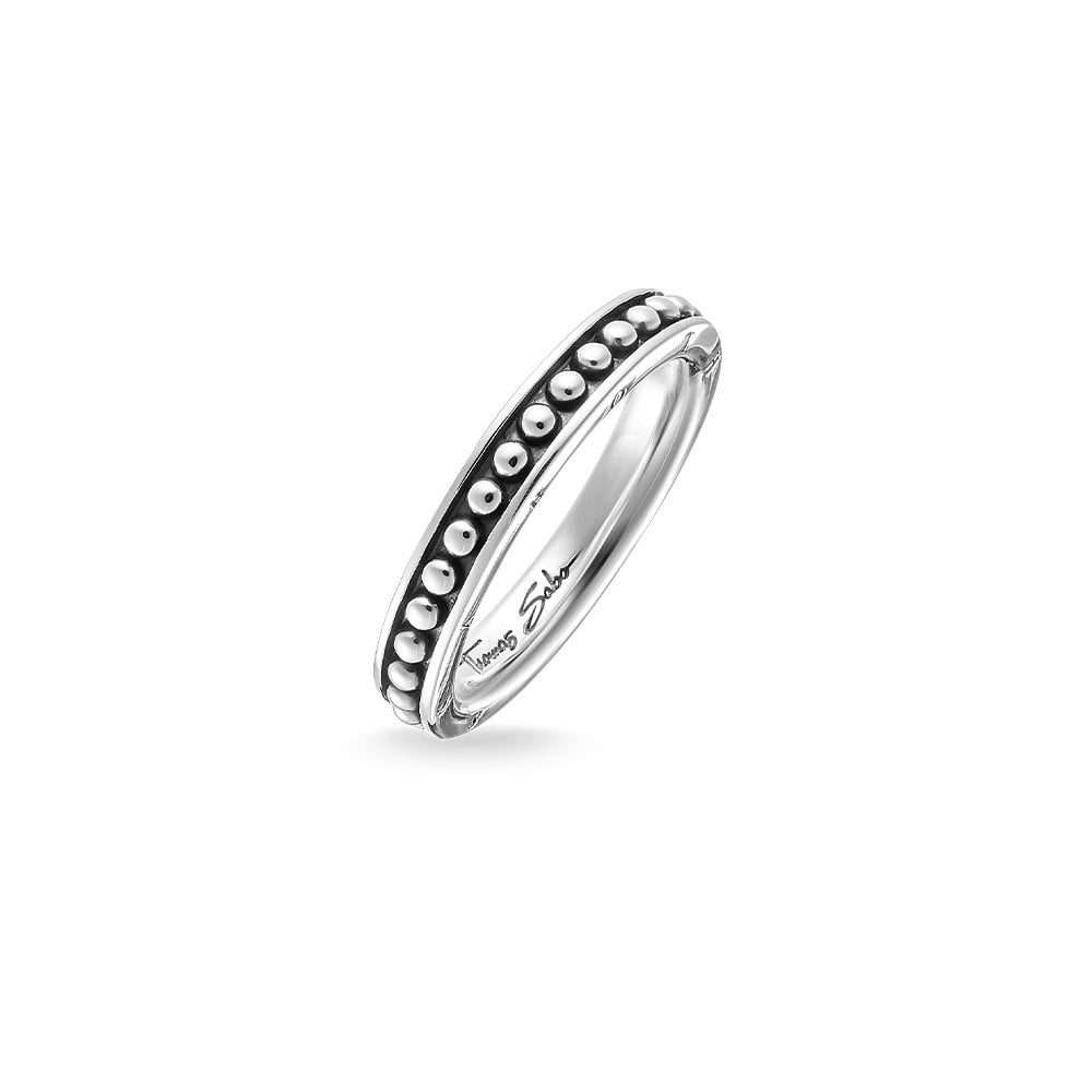 Thomas Sabo Szie 62 Silver Narrow Studded Band Ring TR1927-001-12