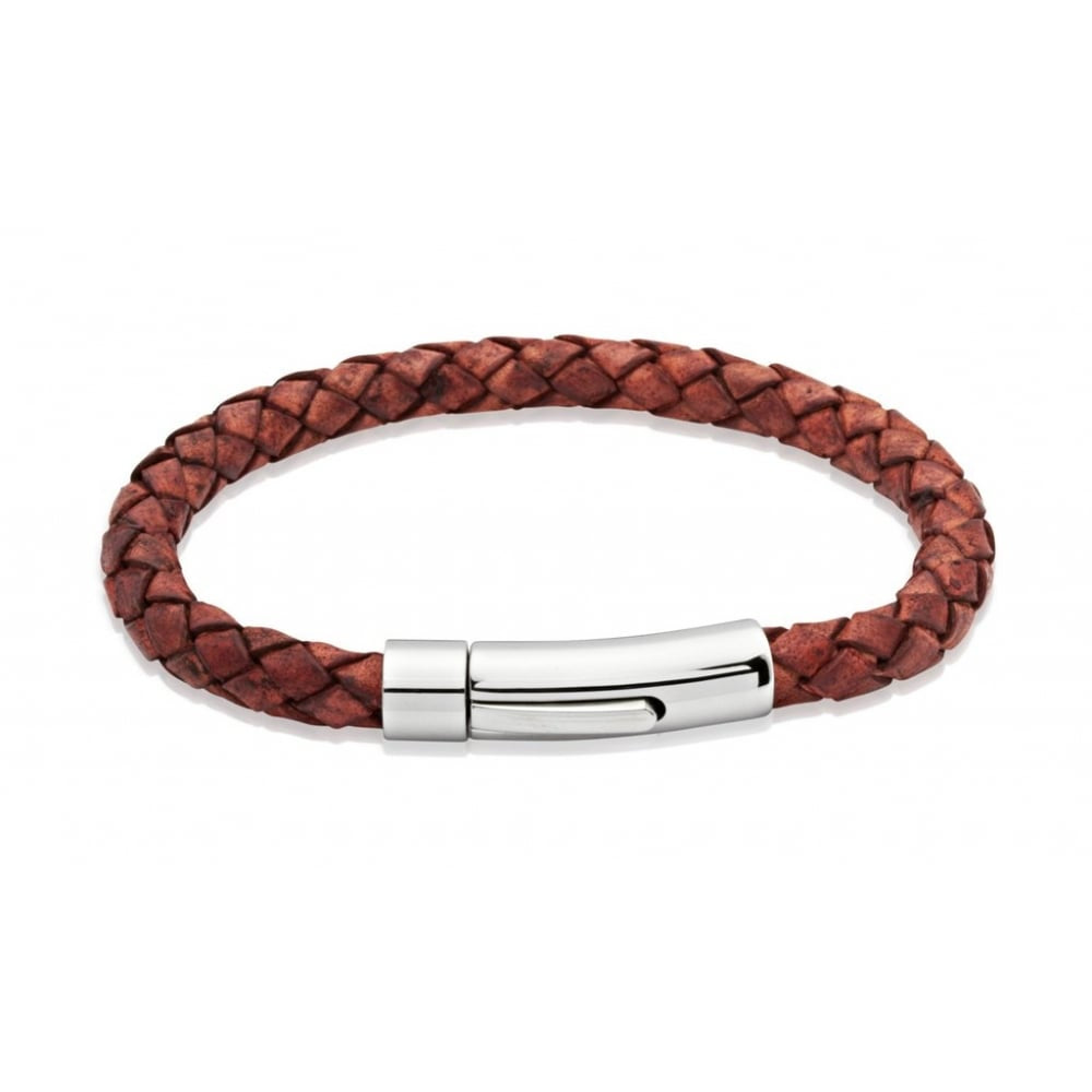 Antique Rust Leather Bracelet with Steel Clasp A40AR/23CM
