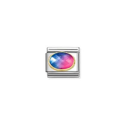 NOMINATION Light Blue Red Faceted Stone Charm 030612-036