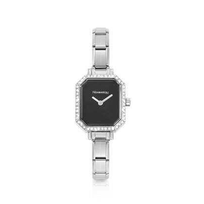 NOMINATION Steel Rectangular CZ Black Watch 076036/012