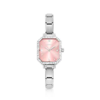 NOMINATION Steel Rectangular CZ Pink Watch 076036/014