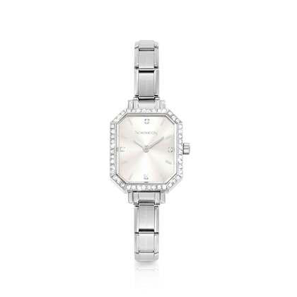 NOMINATION Steel Rectangular CZ Silver Watch 076036/017