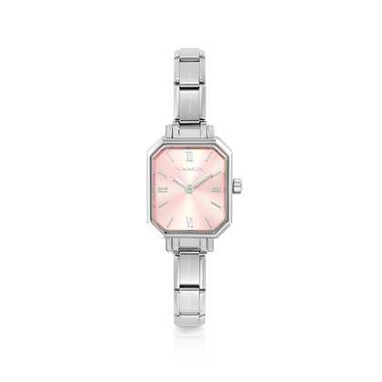NOMINATION Steel Rectangular Pink Dial Watch 076037/014