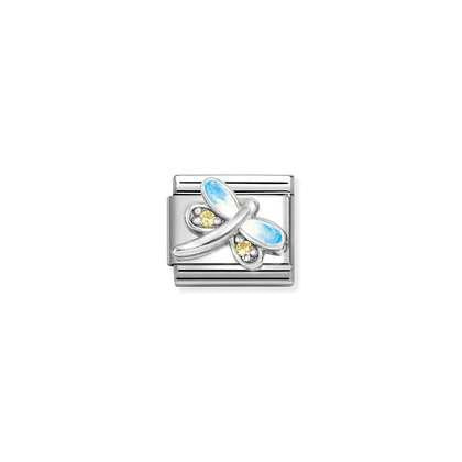 NOMINATION Light Blue & Yellow Dragonfly Charm 330321-10