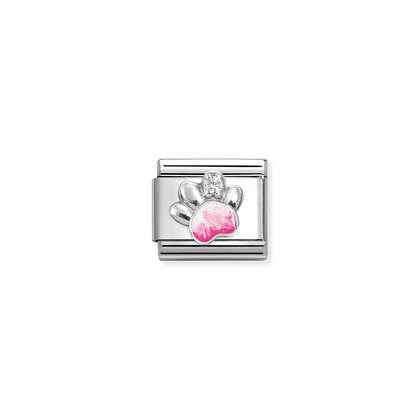 NOMINATION Pink & White CZ Paw Charm 330321-13