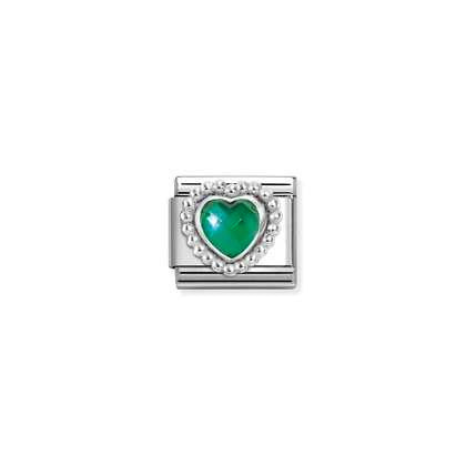Nomination Green Faceted Stone Heart Charm 330605-004
