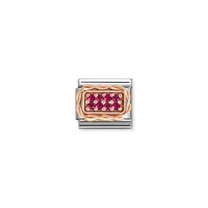 NOMINATION 9k Rose Gold Red CZ Pave Charm 430318-02