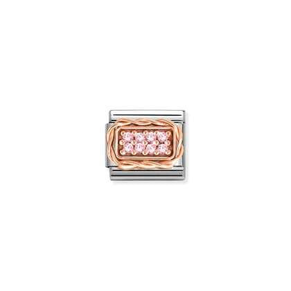 NOMINATION 9k Rose Gold Pink CZ Pave Charm 430318-06