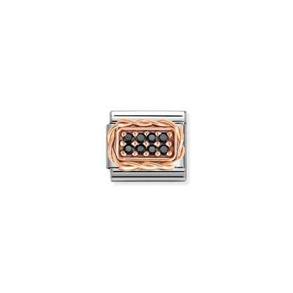 NOMINATION 9k Rose Gold Black CZ Pave Charm 430318-10