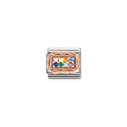 NOMINATION 9k Rose Gold Rainbow CZ Pave Charm 430318-17