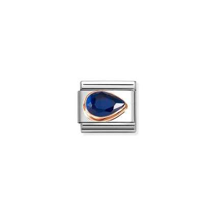 NOMINATION 9k Rose Gold Blue Right Drop Charm 430606-007