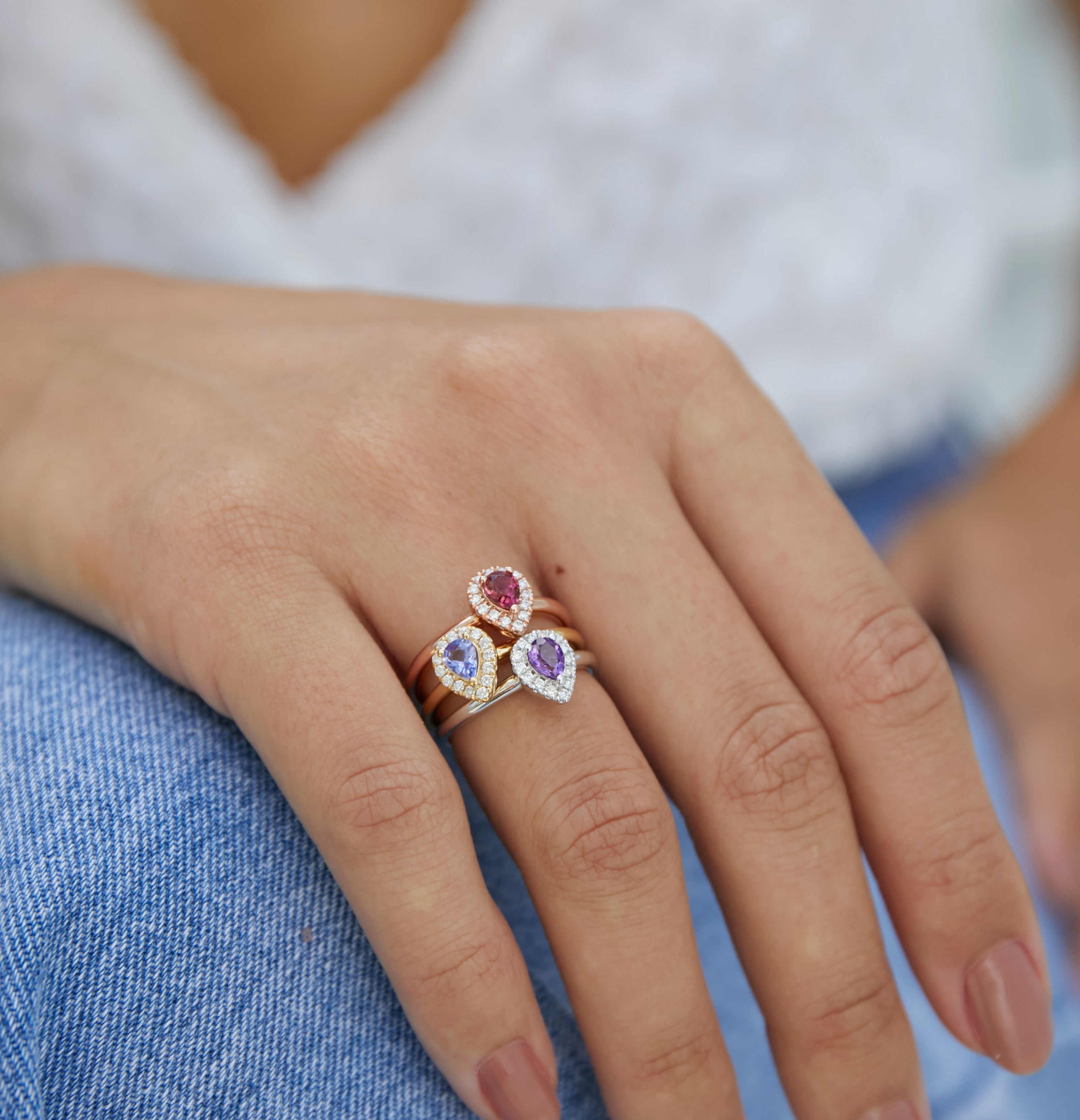 Pear Birthstone & Diamond Collection