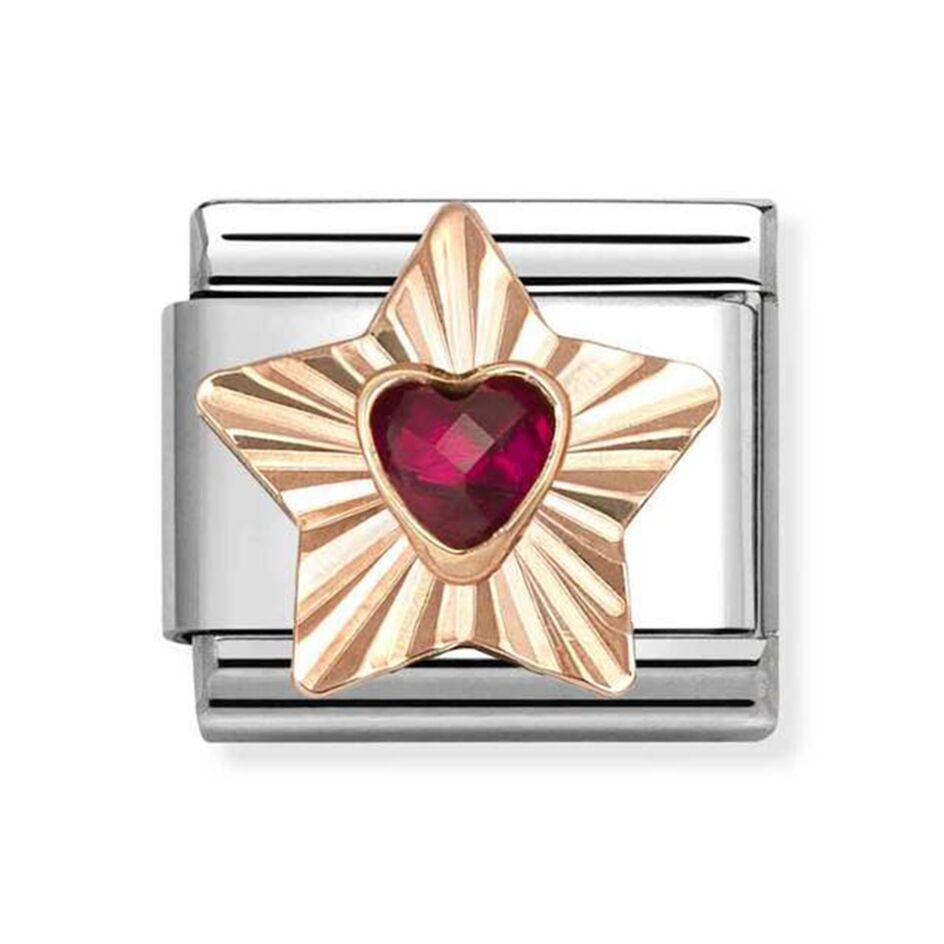 NOMINATION Rose Star with Red Heart CZ Charm 430609-005