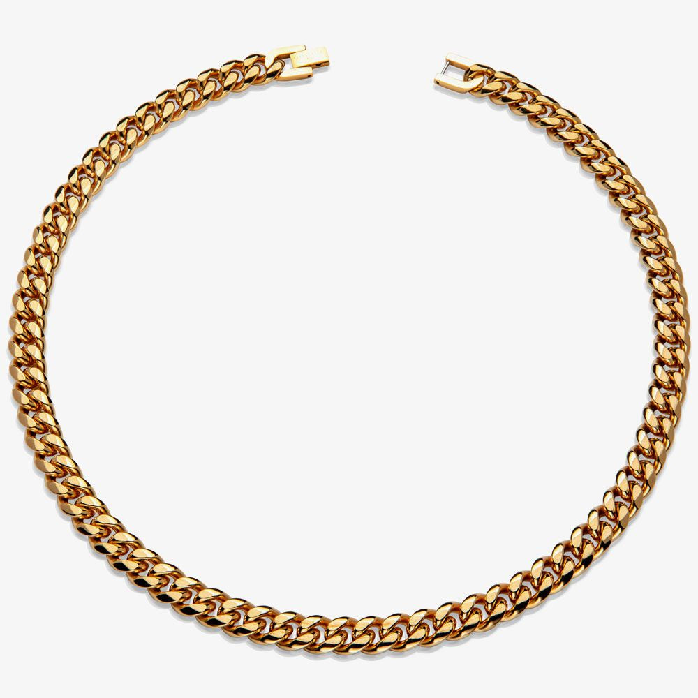 Unique & Co Gold Plated Matte Polished Curb Chain Necklace LAK-229/50CM