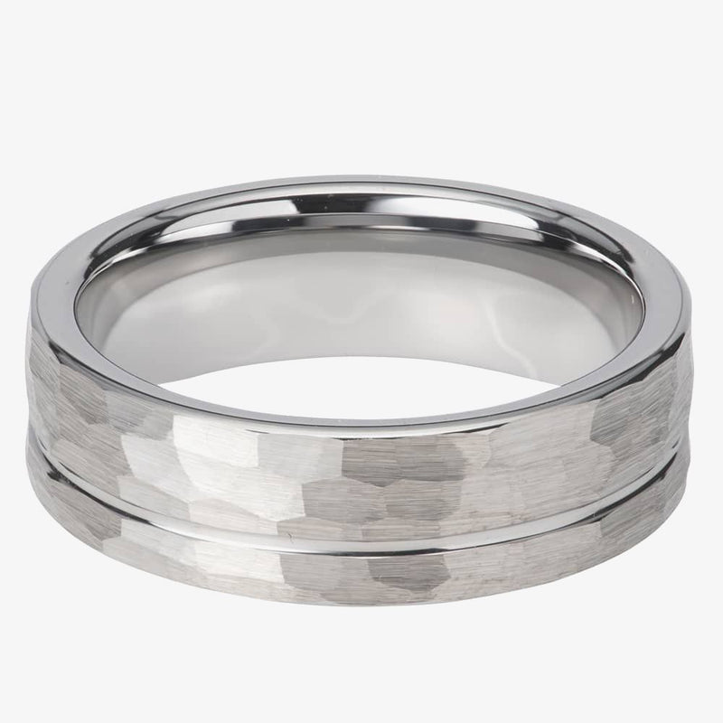 Unique & Co Tungsten Carbide Ring Hammered Finish 7mm TUR-79