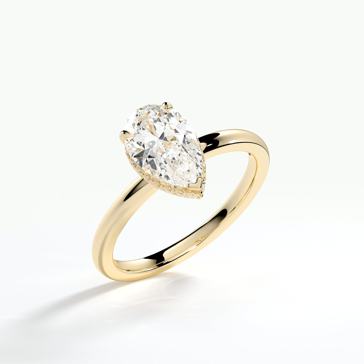 18ct Yellow Gold Pear Cut Lab Grown Hidden Hal Ring 1.62ct