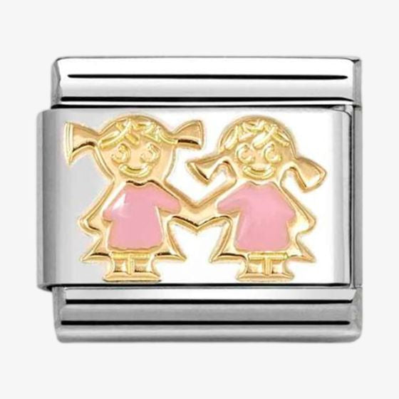 NOMINATION Gold Pink Sisters Charm 030272-91
