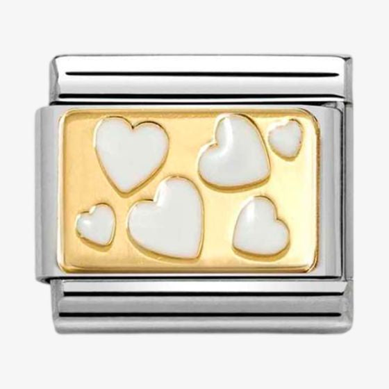 NOMINATION Gold White Enamel Scattered Hearts Charm 030284-70