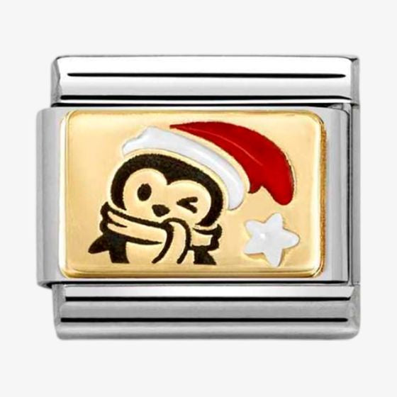 NOMINATION Gold Penguin Red Har Charm 030289-13