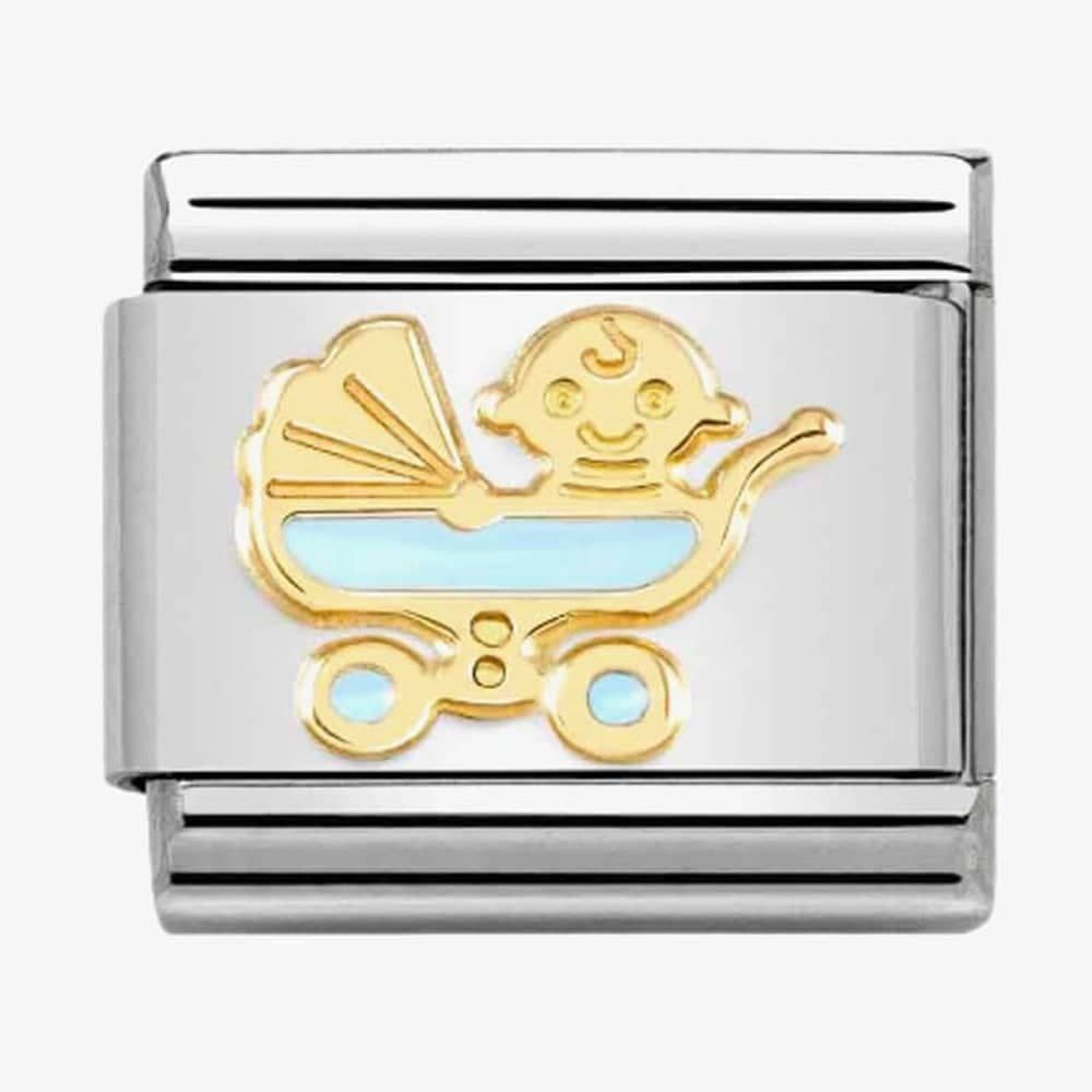 NOMINATION Gold New Light Blue Baby Pram 030272/61