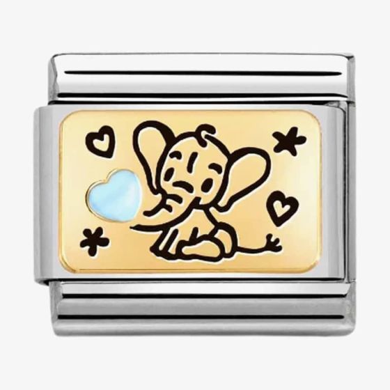 NOMINATION Gold Light Blue Elephant 030289/04