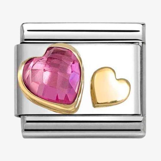 Nomination CLASSIC Gold Double Heart Pink Charm 030611-09