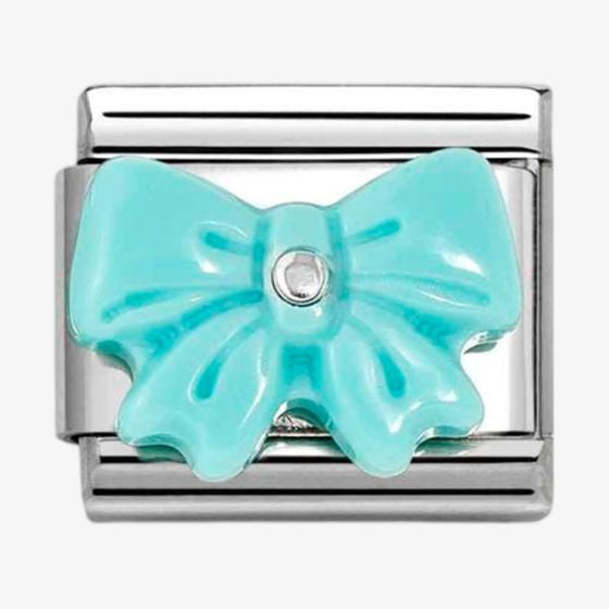 NOMINATION CLASSIC Silvershine Turquoise Blue Bow Charm 330509-19