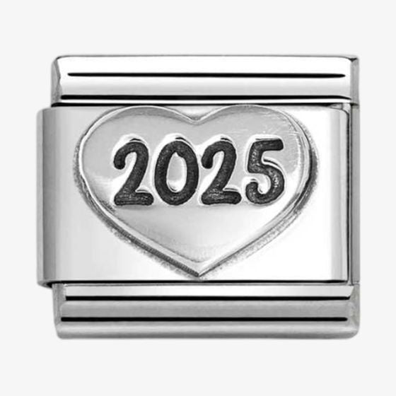 NOMINATION CLASSIC Silvershine Silver & Black 2025 Heart Charm 330101-77