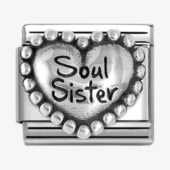 NOMINATION CLASSIC Silvershine Silver Beaded Heart Soul Sister Charm 330101-82