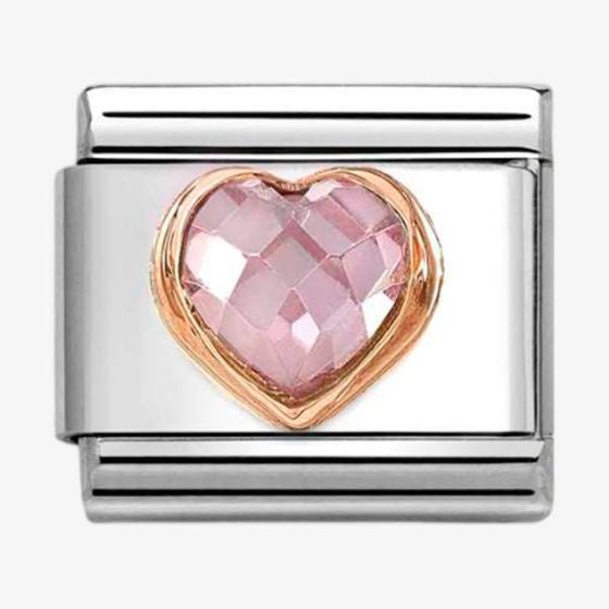 NOMINATION CLASSIC Rose Gold Cubic Zirconia Light Pink Heart Charm 430607-003