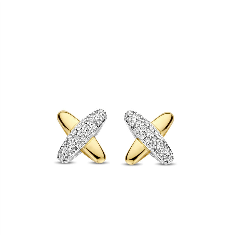 Ti Sento two tone pave set cross earrings 7982ZY