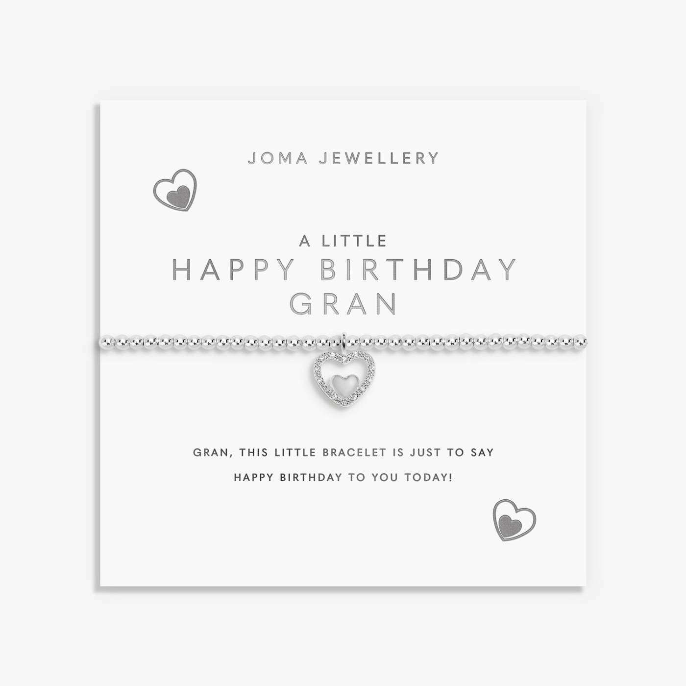 Joma A Little 'Happy Birthday Gran' Bracelet In Silver Plating 10246