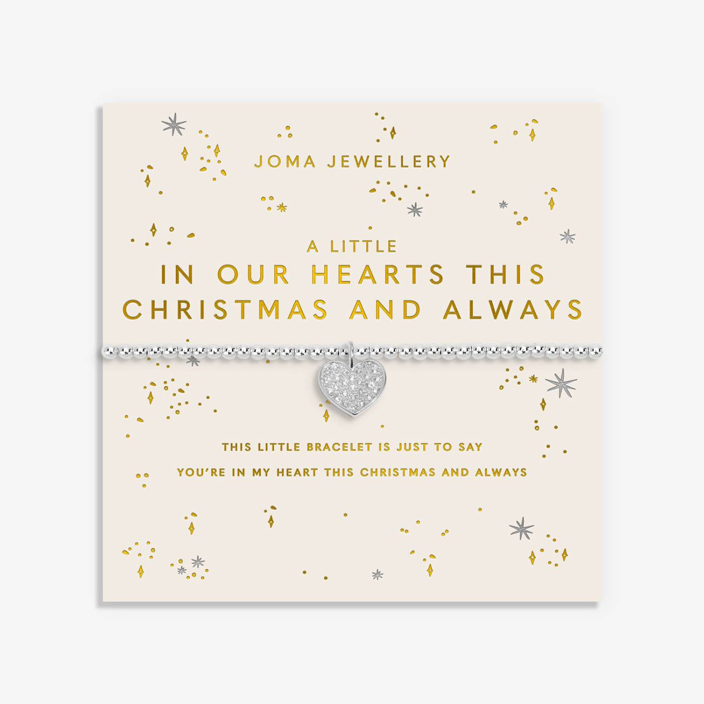 Joma Christmas A Little 'In Our Hearts This Christmas And Always' Bracelet In Silver Plating 10279