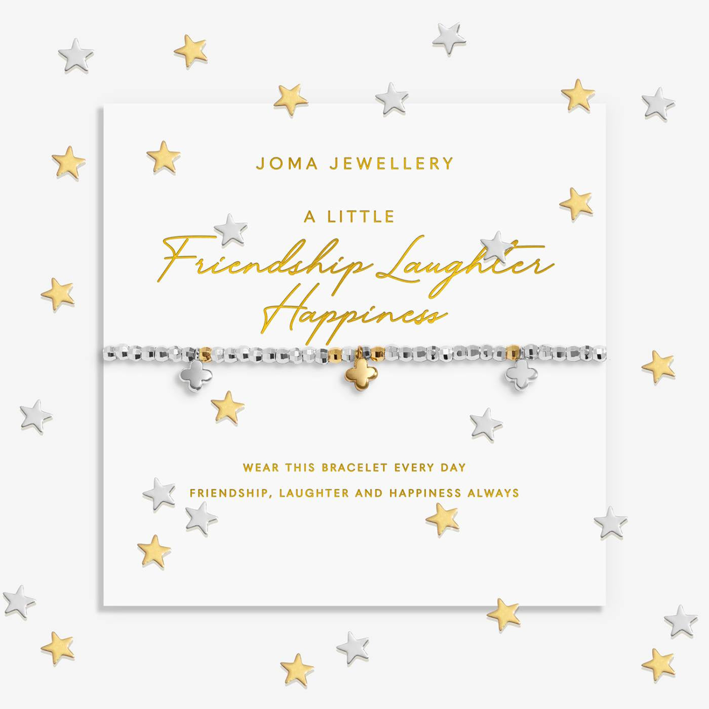 Joma Sparkle Confetti A Little 'Friendship, Laughter, Happiness' Bracelet In Silver and Gold Plating 10291