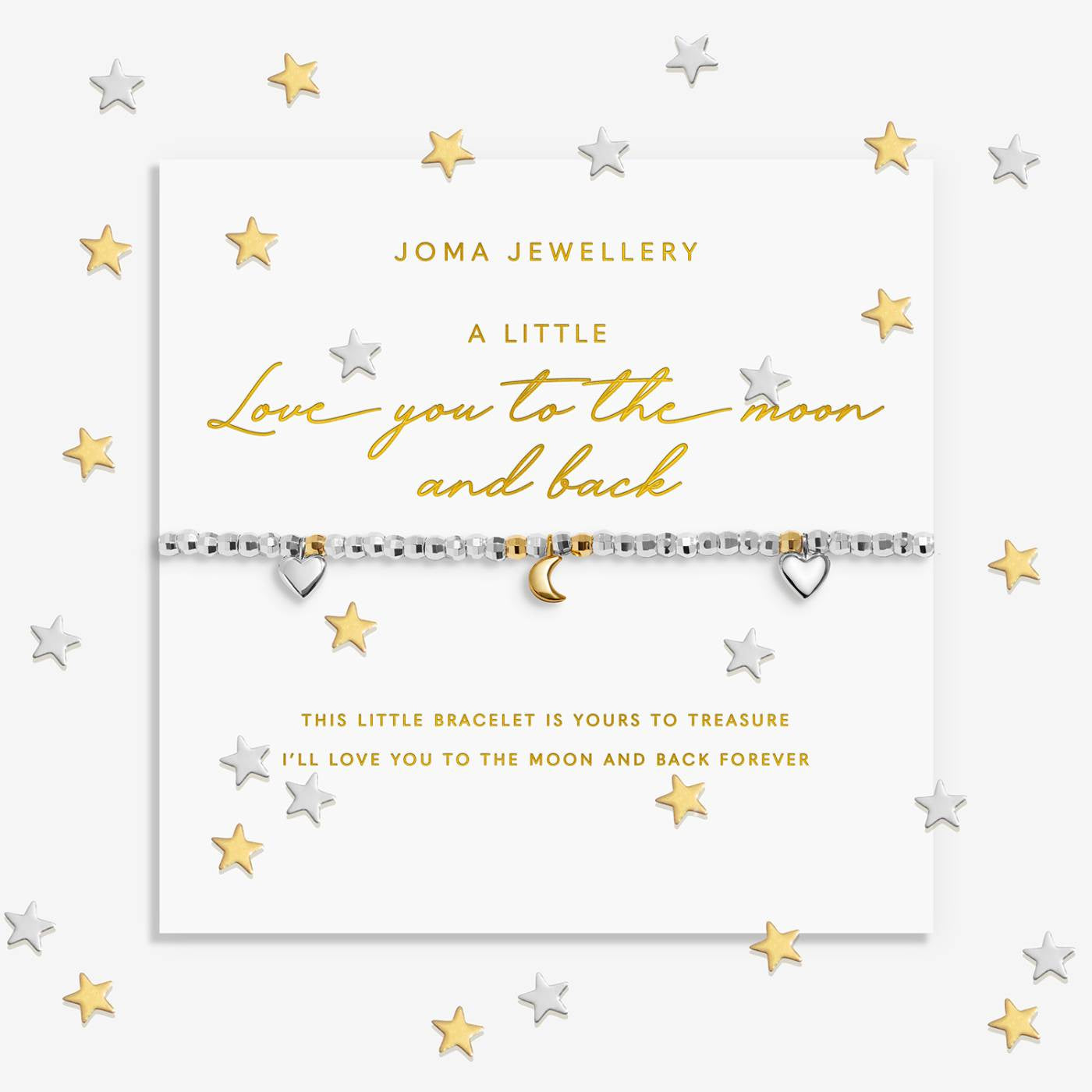 Joma Sparkle Confetti A Little 'Love You To The Moon And Back' Bracelet In Silver and Gold Plating 10294