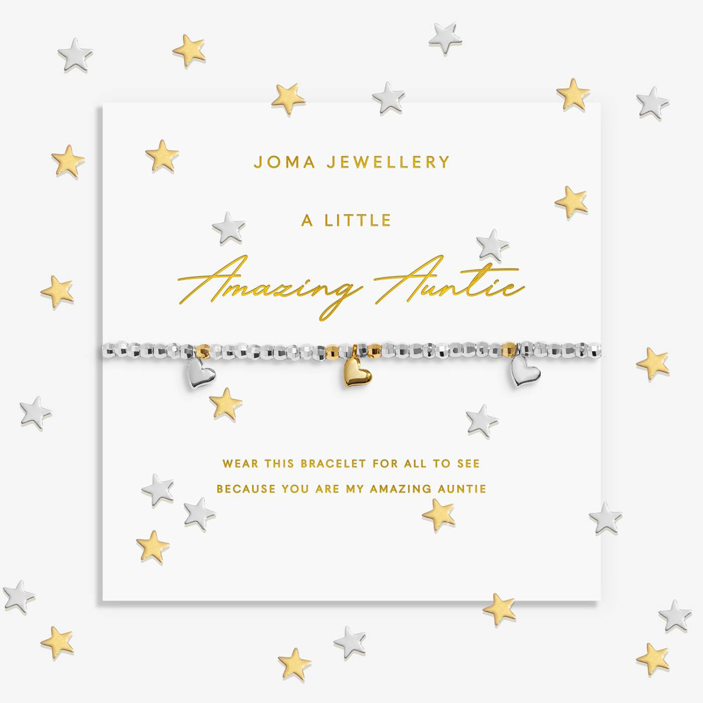 Joma Sparkle Confetti A Little 'Amazing Auntie' Bracelet In Silver and Gold Plating 10295