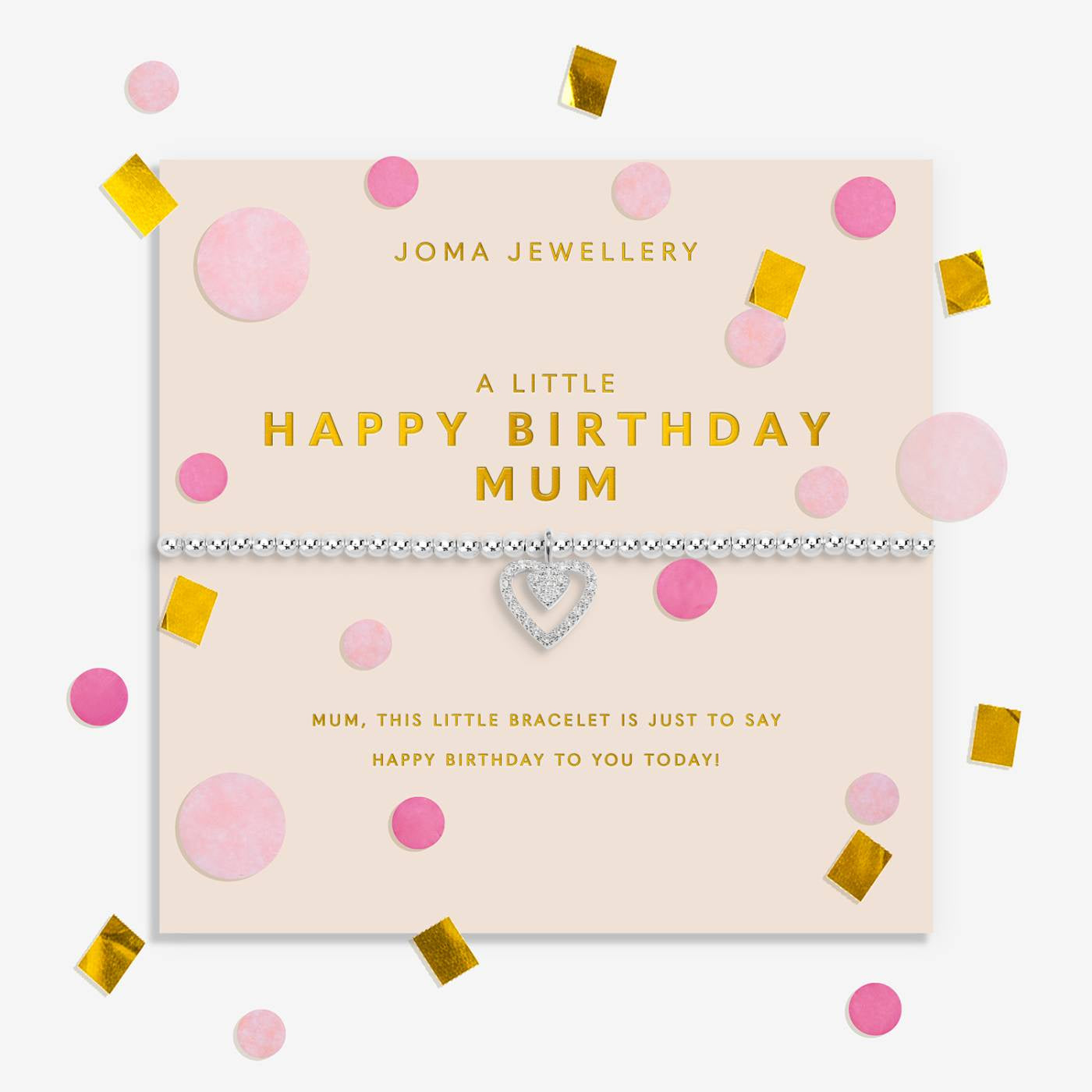 Joma Confetti A Little 'Happy Birthday Mum' Bracelet In Silver Plating 10303