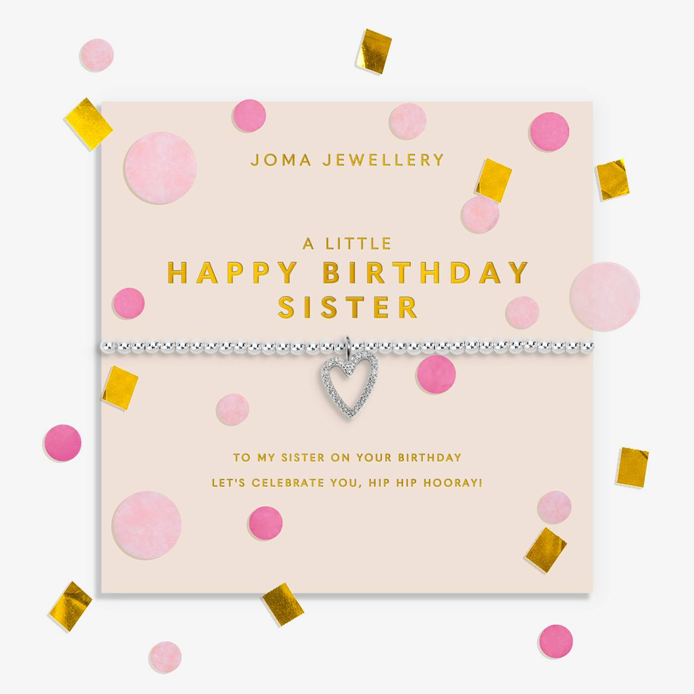 Joma Confetti A Little 'Happy Birthday Sister' Bracelet In Silver Plating 10304