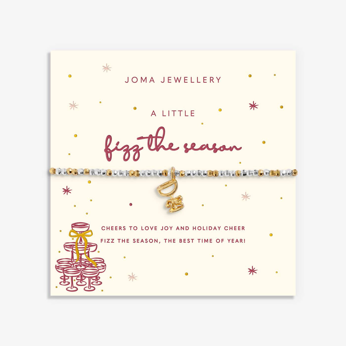 Joma Christmas Little Stories 'Fizz The Season' Bracelet In Silver and Gold Plating 10360